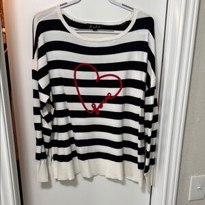 Michael Striped Sweater with Heart Design